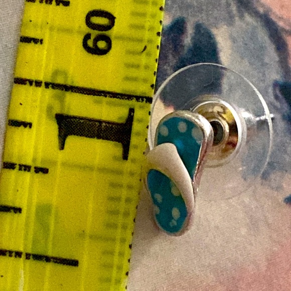 5/$10❤️VTG 90s Claire’s BLUE & WHITE POLKA DOTS FLIPFLOPS SANDALS POST EARRINGS - Picture 4 of 4